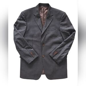 Enzo Tovare Blazer Jacket 42L Pinstriped Gray Super‎ 150s Italy 100% Virgin Wool